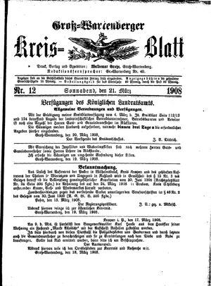 Groß-Wartenberger Kreisblatt vom 21.03.1908