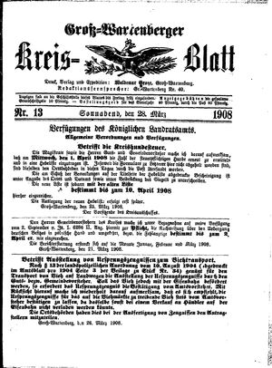 Groß-Wartenberger Kreisblatt vom 28.03.1908