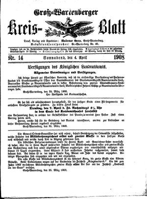 Groß-Wartenberger Kreisblatt vom 04.04.1908