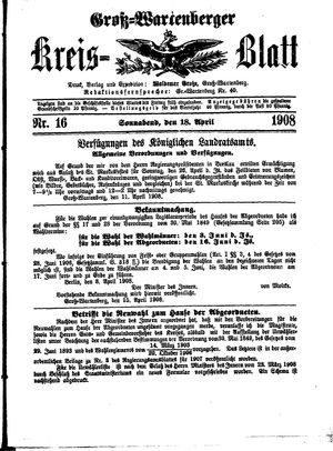 Groß-Wartenberger Kreisblatt on Apr 18, 1908