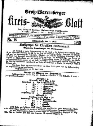 Groß-Wartenberger Kreisblatt vom 02.05.1908