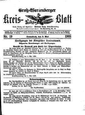 Groß-Wartenberger Kreisblatt vom 09.05.1908