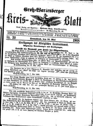 Groß-Wartenberger Kreisblatt vom 16.05.1908