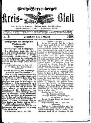 Groß-Wartenberger Kreisblatt vom 01.08.1908