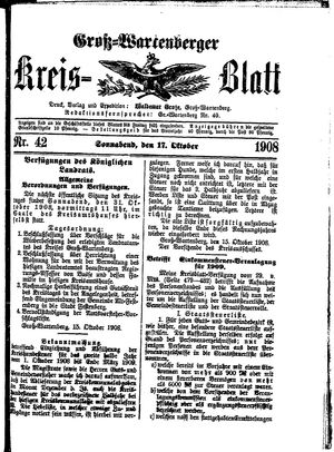 Groß-Wartenberger Kreisblatt vom 17.10.1908