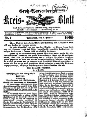 Groß-Wartenberger Kreisblatt vom 02.01.1909