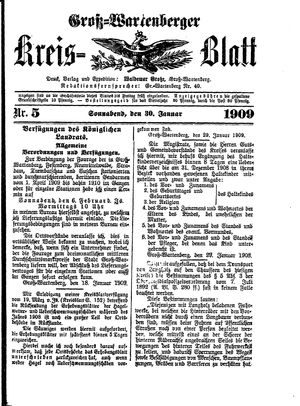 Groß-Wartenberger Kreisblatt on Jan 30, 1909