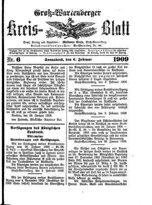 Groß-Wartenberger Kreisblatt vom 06.02.1909