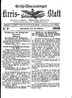 Groß-Wartenberger Kreisblatt vom 13.02.1909