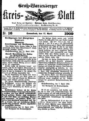 Groß-Wartenberger Kreisblatt vom 17.04.1909