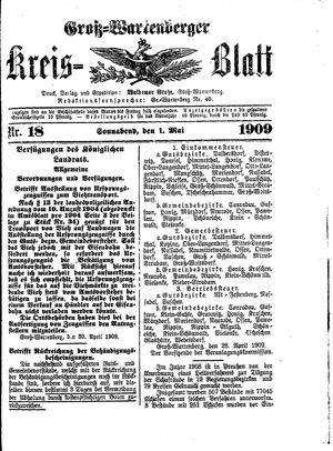 Groß-Wartenberger Kreisblatt vom 01.05.1909