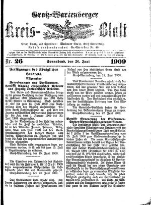 Groß-Wartenberger Kreisblatt vom 26.06.1909