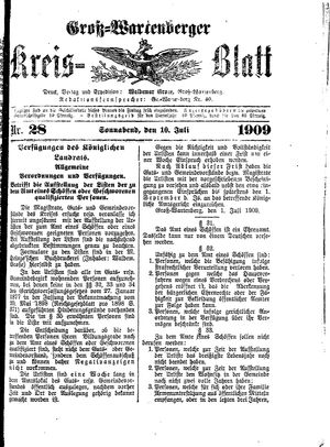 Groß-Wartenberger Kreisblatt vom 10.07.1909