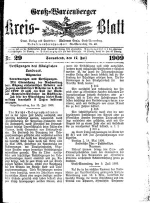 Groß-Wartenberger Kreisblatt vom 17.07.1909