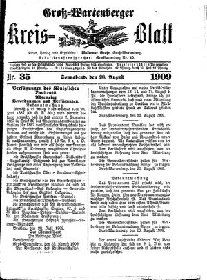 Groß-Wartenberger Kreisblatt vom 28.08.1909