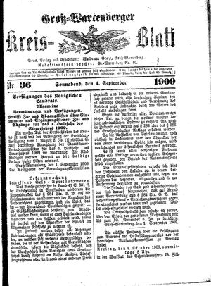 Groß-Wartenberger Kreisblatt vom 04.09.1909