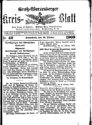 Groß-Wartenberger Kreisblatt vom 16.10.1909