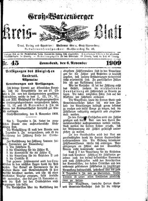 Groß-Wartenberger Kreisblatt vom 06.11.1909