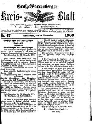 Groß-Wartenberger Kreisblatt vom 20.11.1909