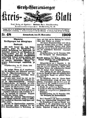 Groß-Wartenberger Kreisblatt vom 27.11.1909