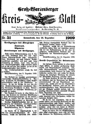 Groß-Wartenberger Kreisblatt vom 18.12.1909