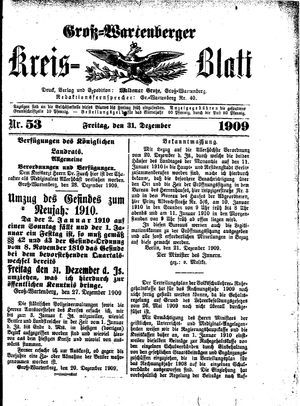 Groß-Wartenberger Kreisblatt vom 31.12.1909