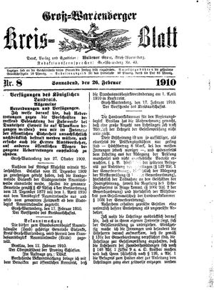 Groß-Wartenberger Kreisblatt vom 26.02.1910