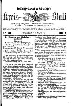 Groß-Wartenberger Kreisblatt vom 12.03.1910
