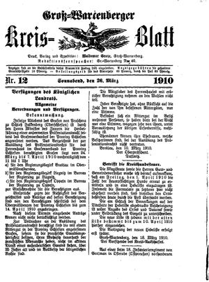 Groß-Wartenberger Kreisblatt vom 26.03.1910