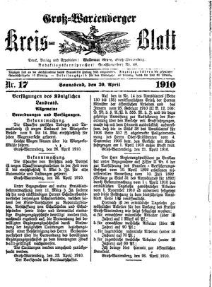 Groß-Wartenberger Kreisblatt vom 30.04.1910