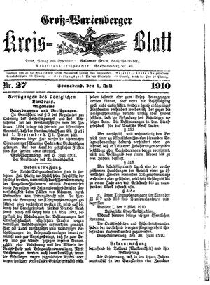 Groß-Wartenberger Kreisblatt vom 09.07.1910