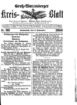 Groß-Wartenberger Kreisblatt vom 03.09.1910