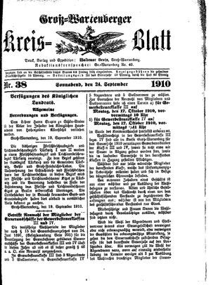 Groß-Wartenberger Kreisblatt on Sep 24, 1910