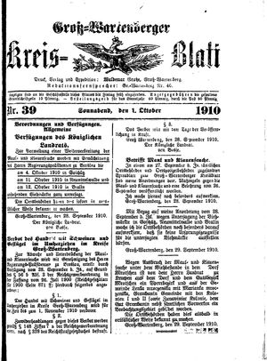 Groß-Wartenberger Kreisblatt vom 01.10.1910