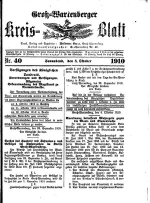 Groß-Wartenberger Kreisblatt vom 08.10.1910