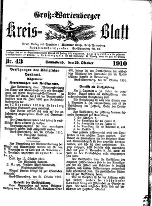 Groß-Wartenberger Kreisblatt vom 29.10.1910