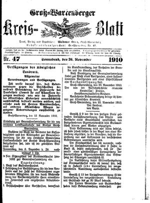 Groß-Wartenberger Kreisblatt vom 26.11.1910