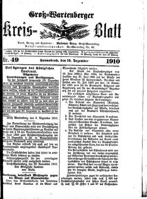 Groß-Wartenberger Kreisblatt vom 10.12.1910