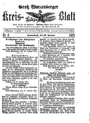 Groß-Wartenberger Kreisblatt on Jan 28, 1911