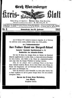 Groß-Wartenberger Kreisblatt vom 25.02.1911