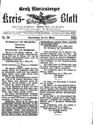 Groß-Wartenberger Kreisblatt on Mar 11, 1911