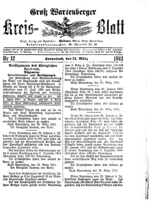 Groß-Wartenberger Kreisblatt on Mar 25, 1911