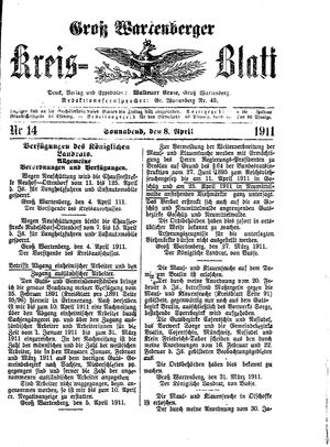 Groß-Wartenberger Kreisblatt vom 08.04.1911