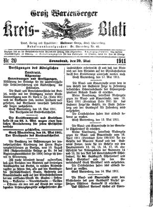 Groß-Wartenberger Kreisblatt vom 20.05.1911