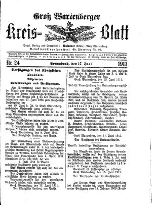 Groß-Wartenberger Kreisblatt vom 17.06.1911