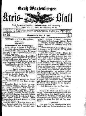 Groß-Wartenberger Kreisblatt vom 01.07.1911