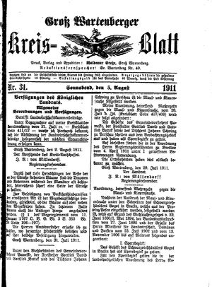 Groß-Wartenberger Kreisblatt vom 05.08.1911