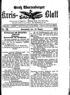 Groß-Wartenberger Kreisblatt vom 19.08.1911