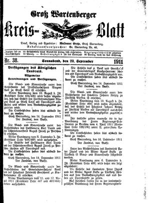 Groß-Wartenberger Kreisblatt vom 23.09.1911