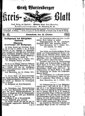 Groß-Wartenberger Kreisblatt vom 14.10.1911